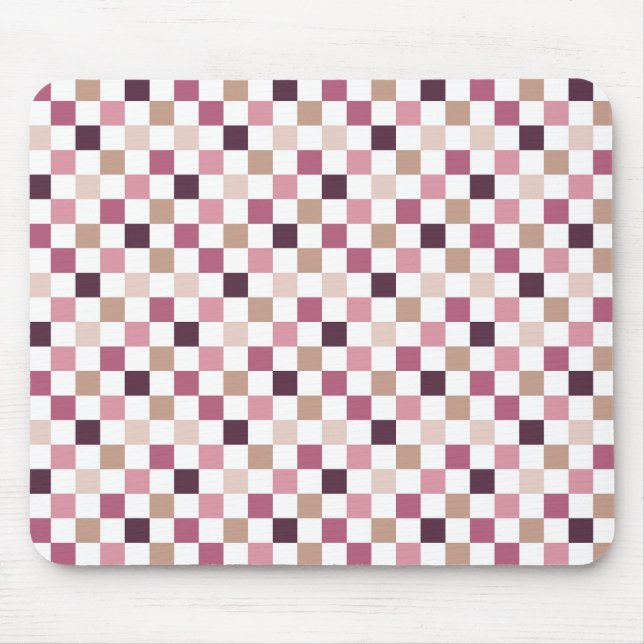 Mousepad Xadrez Mosaico Minimalista Roxo e Marrom (Frente)
