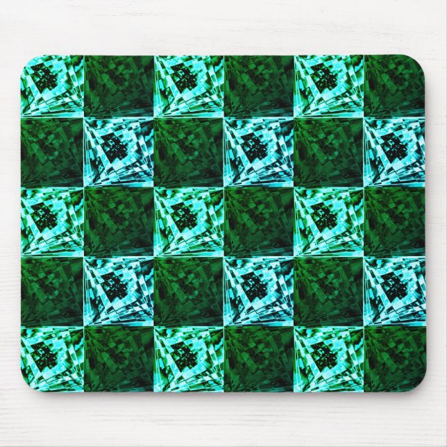 Mousepad Xadrez ou ciano verde e azul-céu, com retângulo (Frente)