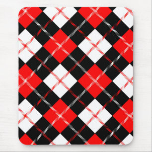 Mousepad Xadrez Red Black White Argyle