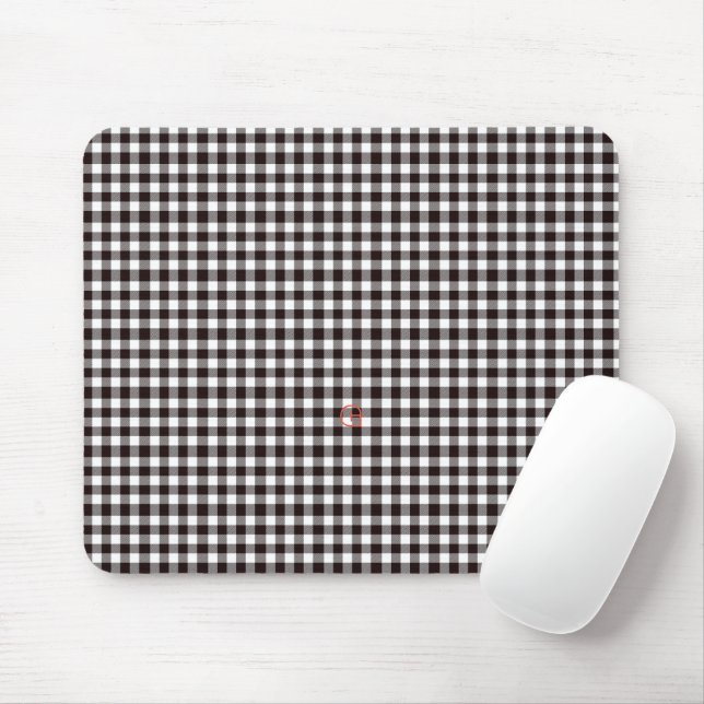 Mousepad Xadrez Rústico Chique Monograma (Com mouse)