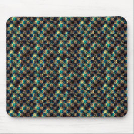 Mousepad Xadrez sujo e efeito arranhado, azul e amarelo