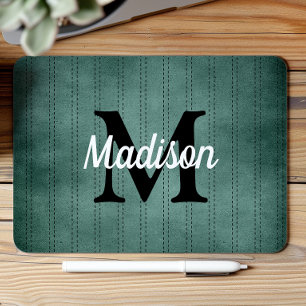 Mousepad Xadrez Verde Vintage Monograma Retro
