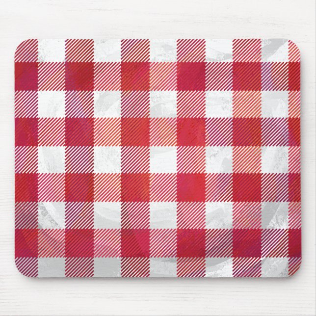 Mousepad Xadrez vermelho e branco verificados (Frente)