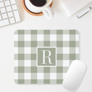 Mousepad Xale Moderno Verde Búfalo Monograma Inicial