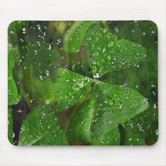 Mousepad Xamrock irlandês com gotas de chuva (Frente)