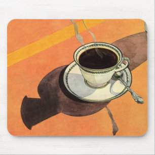 Mousepad Xícara de café antiga, pires, colher, lanchonete r
