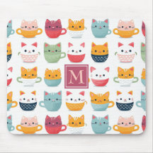 Xícaras de Chá de Gatos Monograma Canecas de Café 