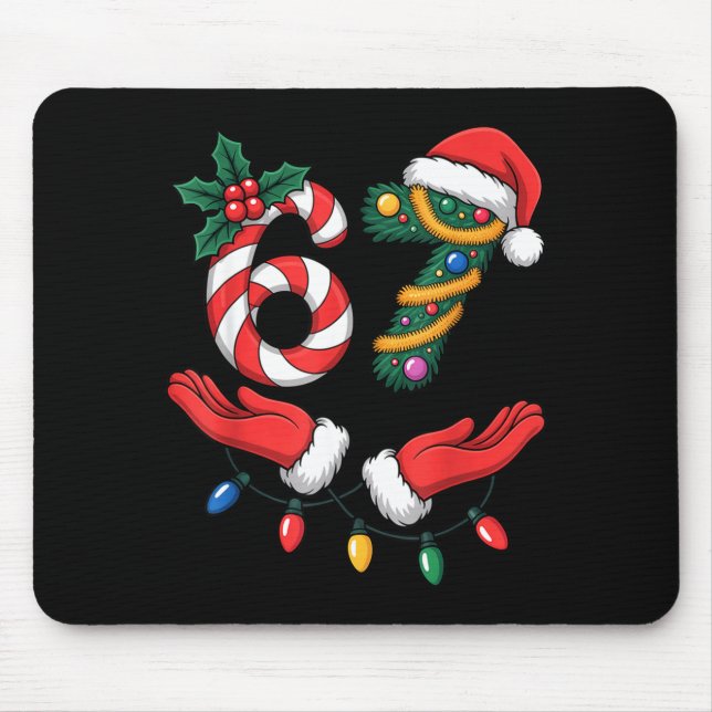 Mousepad Xmas 67 Hands Gesture Candy Canes Santa Holiday Ki (Frente)