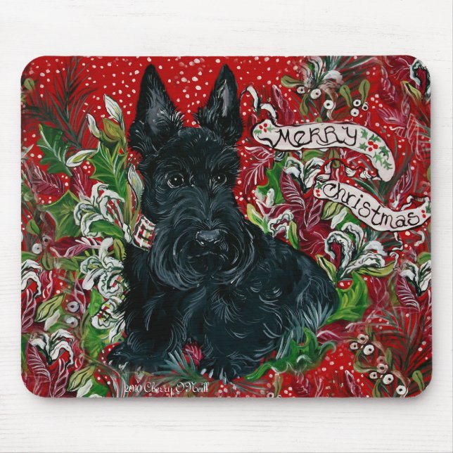 Mousepad Xmas de Terrier do Scottish (Frente)