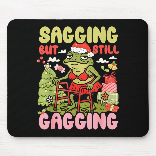 Mousepad Xmas Funny Frog Meme Natal Desanimado Mas Ainda G (Frente)