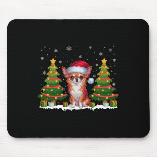 Mousepad Xmas Tree Lights Chihuahua Cachorro Papai Noel Nat