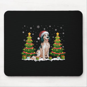 Mousepad Xmas Tree Lights English Setter Dog Papais noeis C