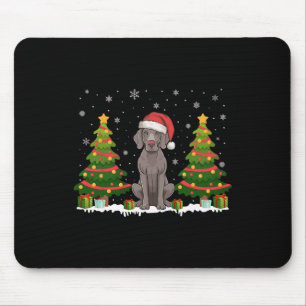 Mousepad Xmas Tree Lights Weimaraner Dog Santa Hat Christma
