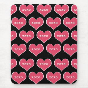 Mousepad XOXO de Coração Rosa
