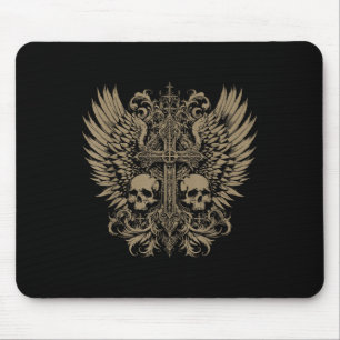 Mousepad Y2k Grunge Estética Gótico Alt Crânio Cruzado Góti