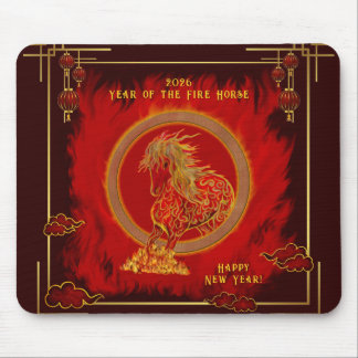 Mousepad Year of the Fire Horse , Happy Lunar New Year