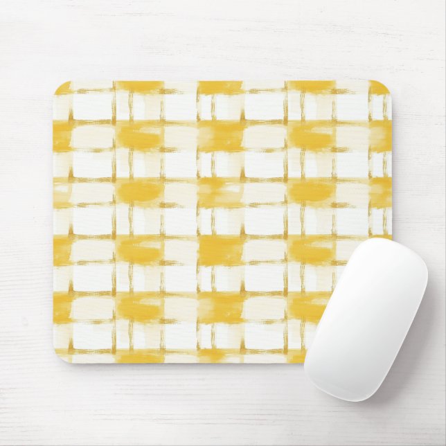 Mousepad Yellow Gold White Plaid Stripes (Com mouse)