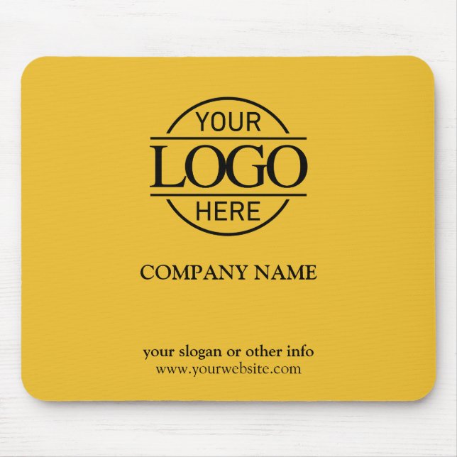 Mousepad Yellow Simple Modern Custom Company Business Logo (Frente)