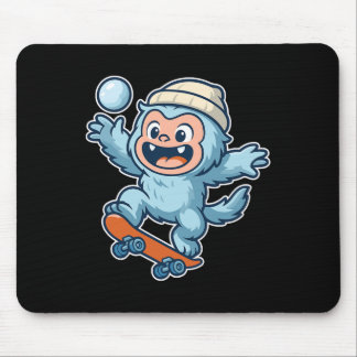 Mousepad Yeti Snowll Skateboard Fun 