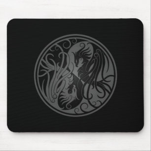 Mousepad Yin cinzento e preto Yang Phoenix