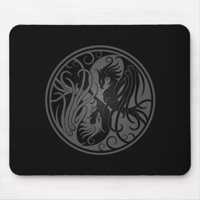 Mousepad Yin cinzento e preto Yang Phoenix (Frente)