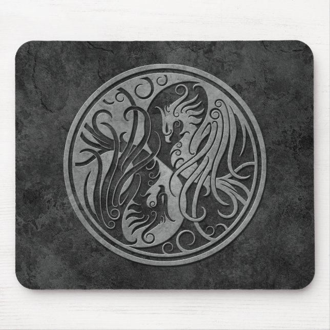 Mousepad Yin de pedra escuro Yang Phoenix (Frente)