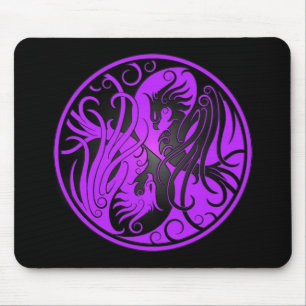 Mousepad Yin roxo e preto Yang Phoenix