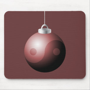 Mousepad Yin Yang Christmas Ball em vermelho