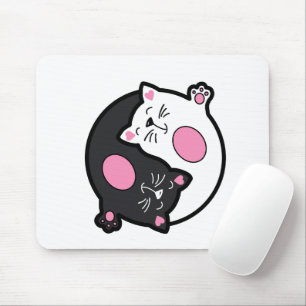 Mousepad Yin Yang Gatos Adormecidos em Preto e Branco