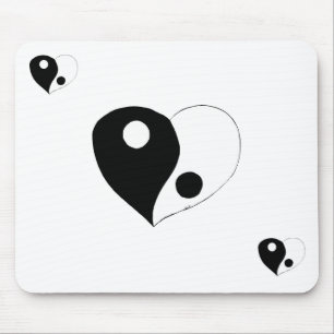 Mousepad Yin Yang Heart (B/W)