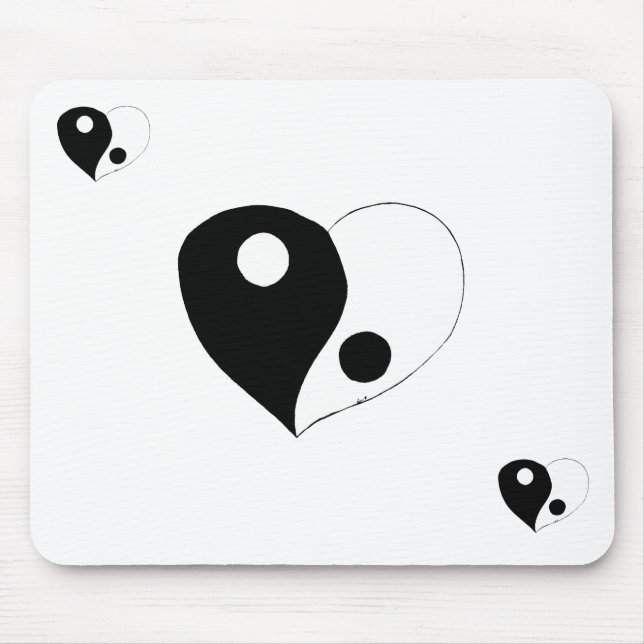 Mousepad Yin Yang Heart (B/W) (Frente)
