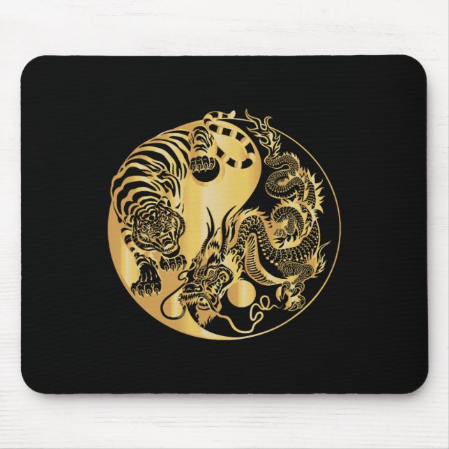 Mousepad Yin Yang Tigre Dragão Ouro  (Frente)
