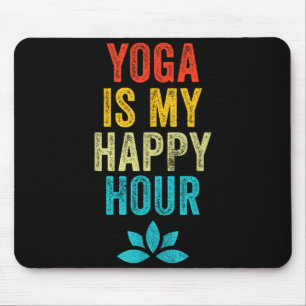Mousepad Yoga É Minha Hora Feliz Meme Vintage Piada de Yoga