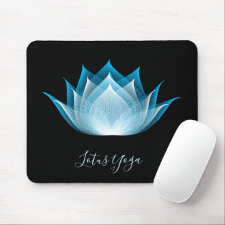 Mousepad Yoga Gráfico de Flores Negra Azul Lotus Moiré