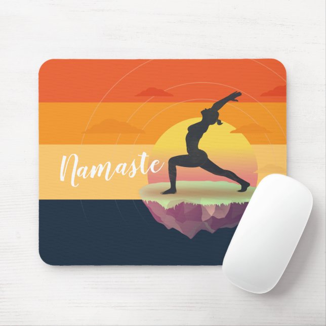 Mousepad Yoga Instrutor Meditation Pose Sun Flying Island (Com mouse)