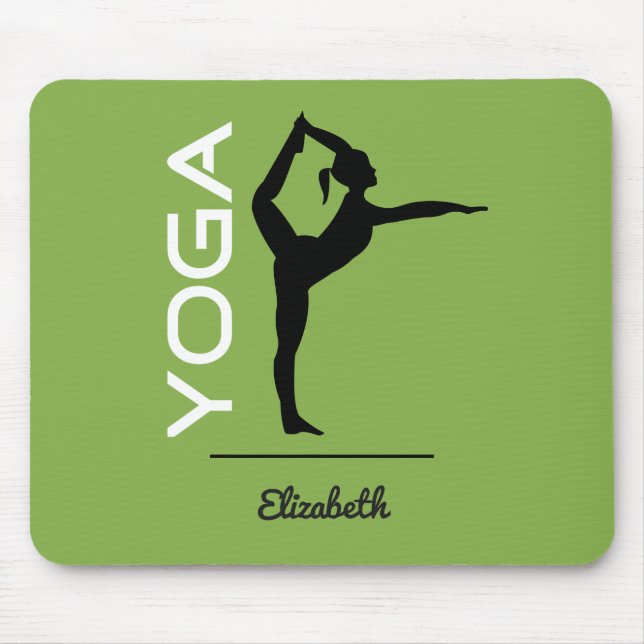 Mousepad Yoga Pose Silhouette em Verde Personalizado (Frente)