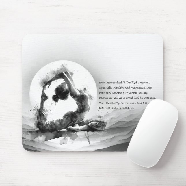 Mousepad Yoga Reiki Pigeon Pose Watercolor, Rei Pigeon Com  (Com mouse)