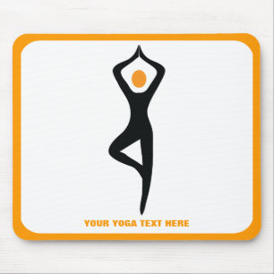Mousepad Yoga tree pose preto, costume laranja