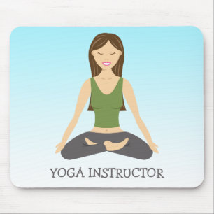 Mousepad Yoga Woman In Lotus Pose And Yoga Instrutor Text