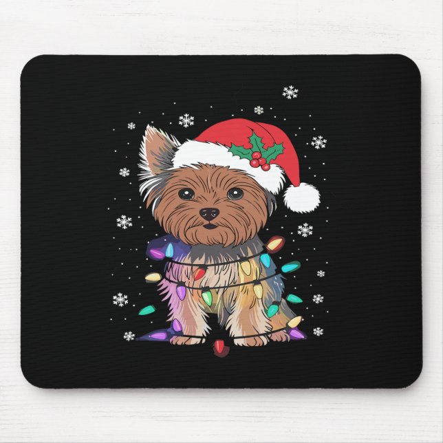 Mousepad Yorkie Dogs Árvore Natal Sweater Xmas Pet Animal (Frente)