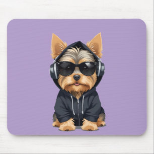 Mousepad Yorkshire Terrier Vestindo Hoodie Funny Legal Anim