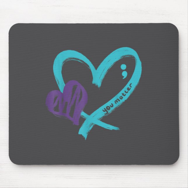 Mousepad You Suicide Prevention Awareness Teal Purple Heart (Frente)