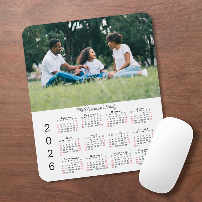 Mousepad Your Photo and Name 2026 Calendar (Your Photo and Name 2026 Calendar Mouse Pad in situ)