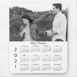 Mousepad Your Photo and Names Personalized 2021 Calendar