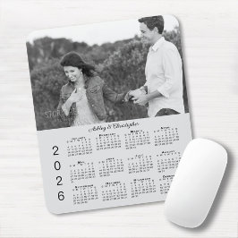 Mousepad Your Photo Names Personalized Gray 2026 Calendar