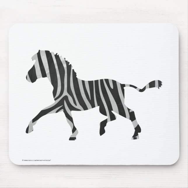 Mousepad Zebra Black and Light Cinzas Silhouket (Frente)