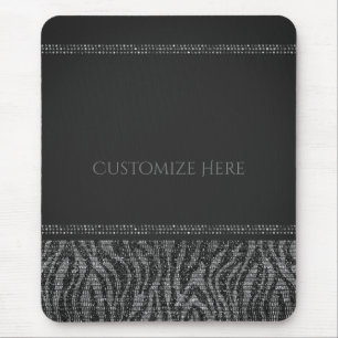 Mousepad Zebra Brilho Lantejoulas Glam Chic Modernidade Gla