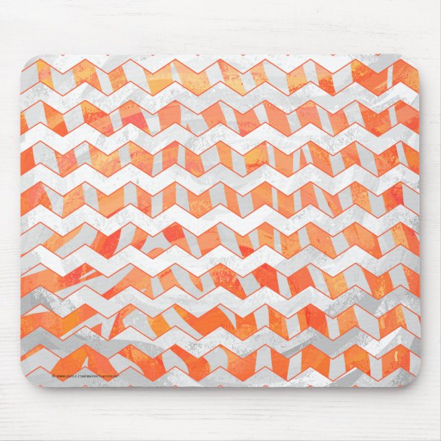 Mousepad Zebra Chevron Laranja e Branco (Frente)