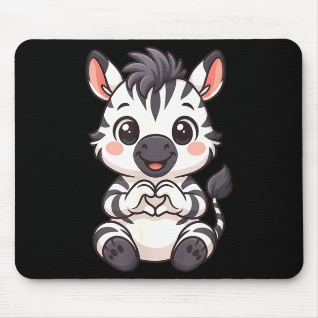 Mousepad Zebra com coração mulheres meninas crianças coraçã (Frente)