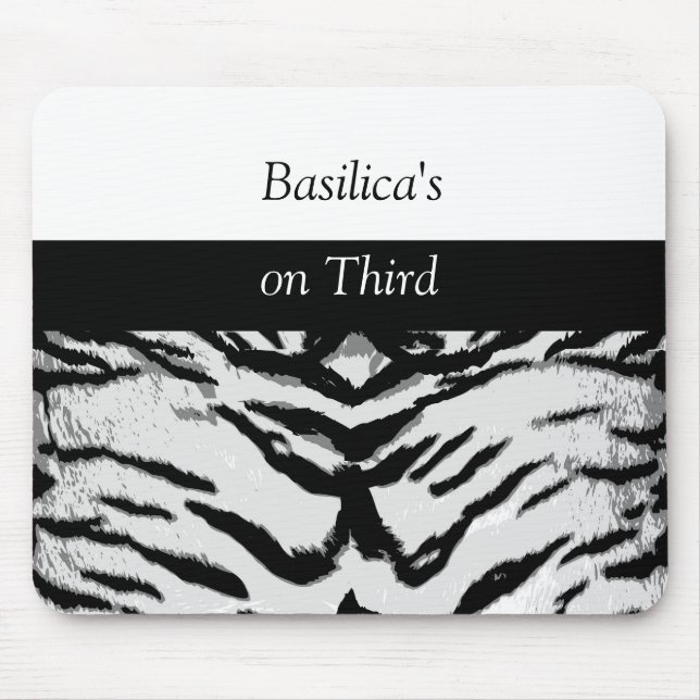 Mousepad Zebra Contemporânea Stripe Preto e Branco (Frente)